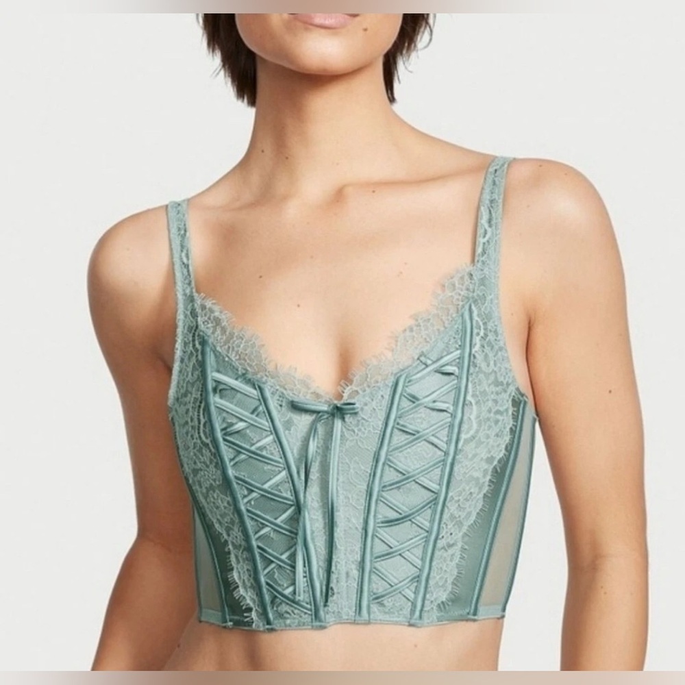Victoria Secret Sage green Corset top Size: Medium DD (34D 34DD 36D 36DD)